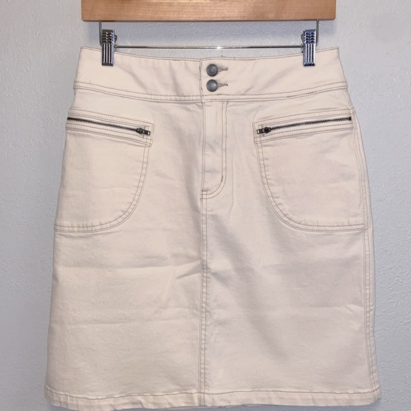 prAna NWT Size 8 Cream Broadway Organic Cotton Casual Pencil Skirt 3088 - Picture 2 of 13